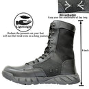 LAHORS Leather Lightweight Man Tactical Boots With Zip Combat Training Lace Up Waterproof Outdoor Hiking Breathable Shoes
