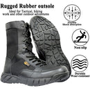 LAHORS Leather Lightweight Man Tactical Boots With Zip Combat Training Lace Up Waterproof Outdoor Hiking Breathable Shoes