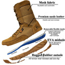 LAHORS Leather Lightweight Man Tactical Boots With Zip Combat Training Lace Up Waterproof Outdoor Hiking Breathable Shoes