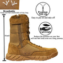 LAHORS Leather Lightweight Man Tactical Boots With Zip Combat Training Lace Up Waterproof Outdoor Hiking Breathable Shoes