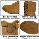 LAHORS Leather Lightweight Man Tactical Boots With Zip Combat Training Lace Up Waterproof Outdoor Hiking Breathable Shoes