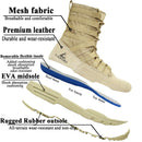 LAHORS Leather Lightweight Combat Boots Tactical Boots Men Outdoor Hiking Desert Shoes Breathable Comfort Male Jungle Ankle Shoes