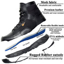 LAHORS Leather Lightweight Man Tactical Boots With Zip Combat Training Lace Up Waterproof Outdoor Hiking Breathable Shoes