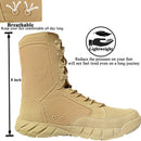 LAHORS Leather Lightweight Man Tactical Boots With Zip Combat Training Lace Up Waterproof Outdoor Hiking Breathable Shoes