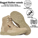 LAHORS Leather Lightweight Man Tactical Boots With Zip Combat Training Lace Up Waterproof Outdoor Hiking Breathable Shoes