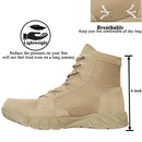 LAHORS Leather Lightweight Man Tactical Boots With Zip Combat Training Lace Up Waterproof Outdoor Hiking Breathable Shoes