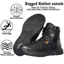LAHORS Leather Lightweight Man Tactical Boots With Zip Combat Training Lace Up Waterproof Outdoor Hiking Breathable Shoes